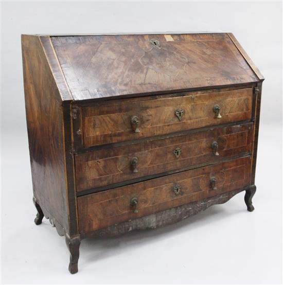 An 18th century Maltese walnut bureau, W.3ft 10in.